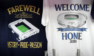 T-shirts to commemorate White Hart Lane and the new Tottenham Hostpur Stadium were sold outside of the ground