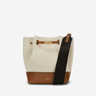 The New York Bucket | Salt 
Pepper Canvas Tan Smooth | Demellier