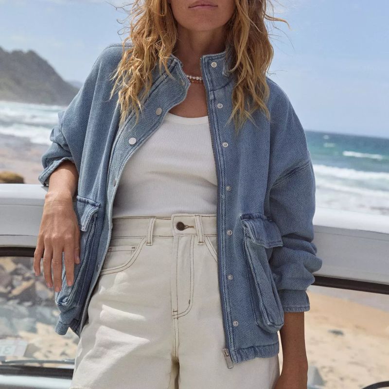 Hush, Melinda Supersoft Denim Funnel Neck Jacket