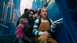 Jason Momoa's Flip and Marlow Barkley's Nema hide in a colorful city in Slumberland