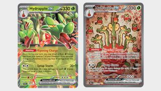 Hydrapple ex and alt design cards on a plain background