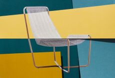 Collage of a garden chair by Studiopepe for Ethimo in white and grey with metal frame