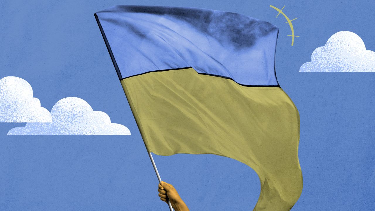 The Ukrainian flag.