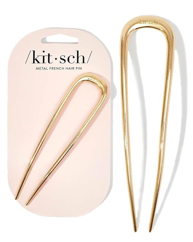 Kitsch, Kitsch Metal French Hair Pin for Women - Elegant Hair Accessories for Women, Ideal for Buns & French Twist, Designed for a Secure, Comfortable Fit - 1pc Gold
