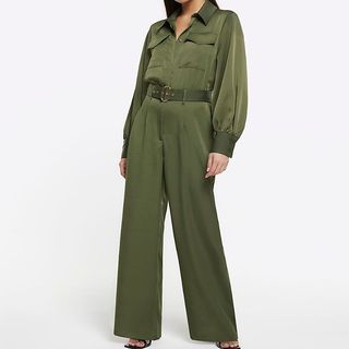 model wearing River Island Petite Jumpsuit