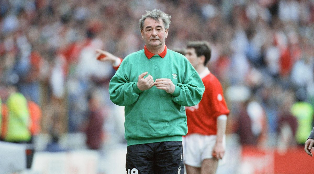 Nottingham Forest manager Brian Clough at the 1992 League Cup final between Nottingham Forest and Manchester United at Wembley Stadium in London, United Kingdom