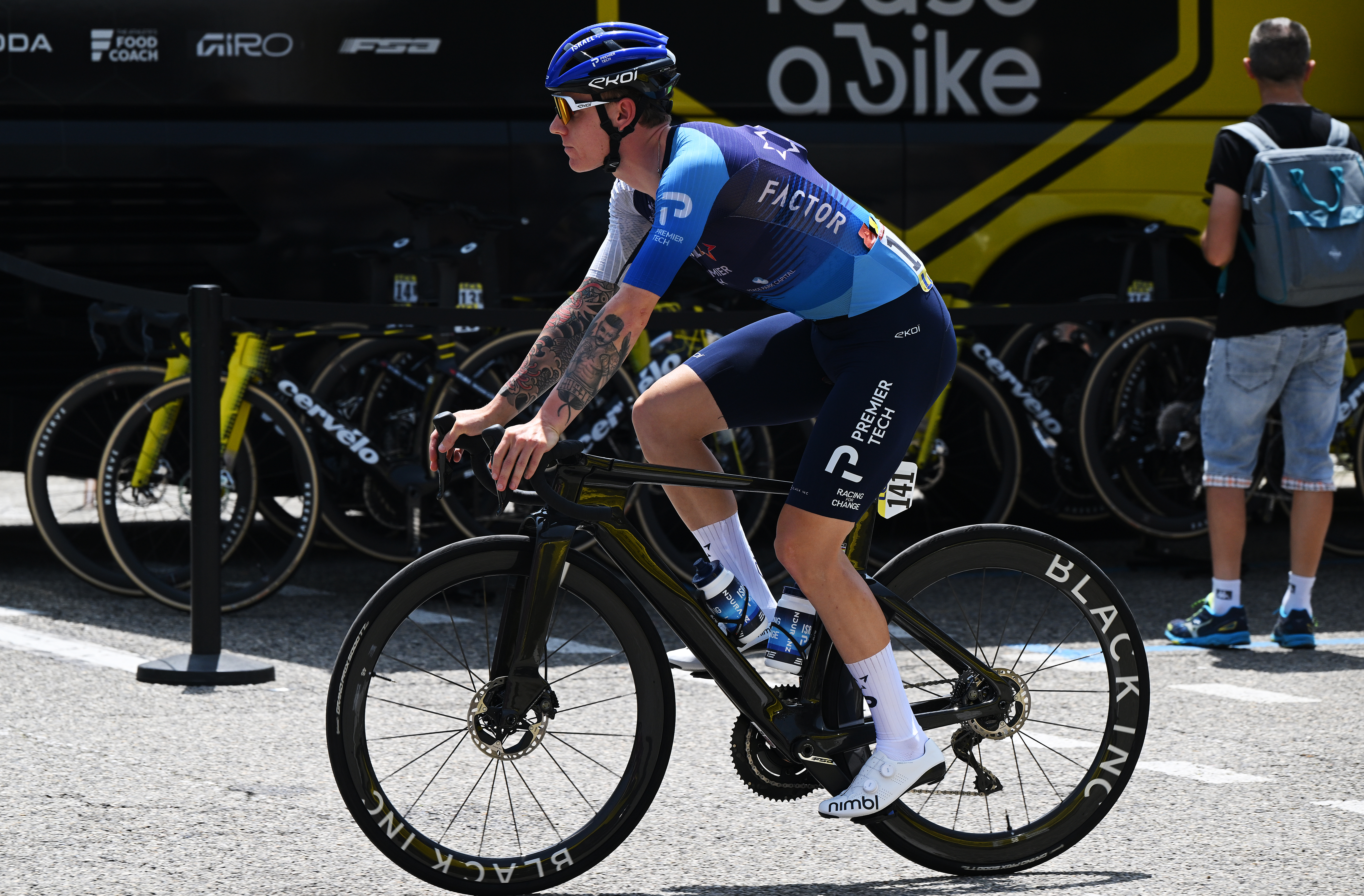 Jake Stewart riding a prototype Factor bike