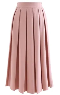 Pastel Candy Front Pleated Midi Skirt in Pink, $43.90 (£43.90)| Chicwish