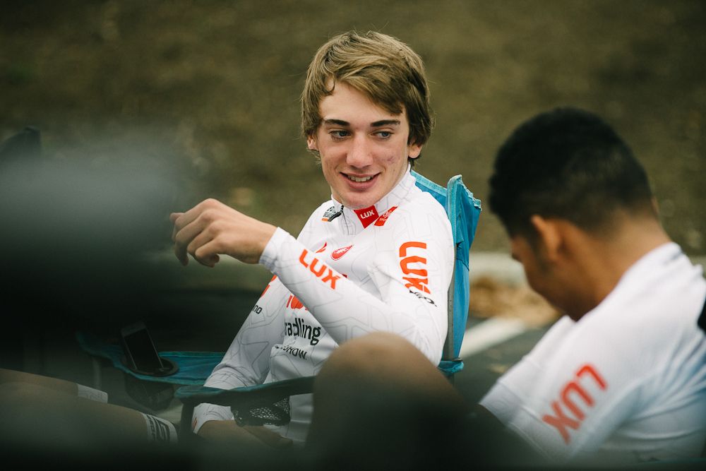 Brandon McNulty relaxes with teammates