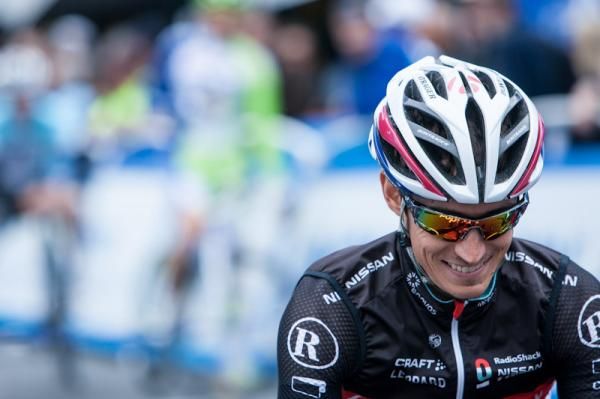 Matthew Busche (Radioshack-Nissan) rolls to the start line.