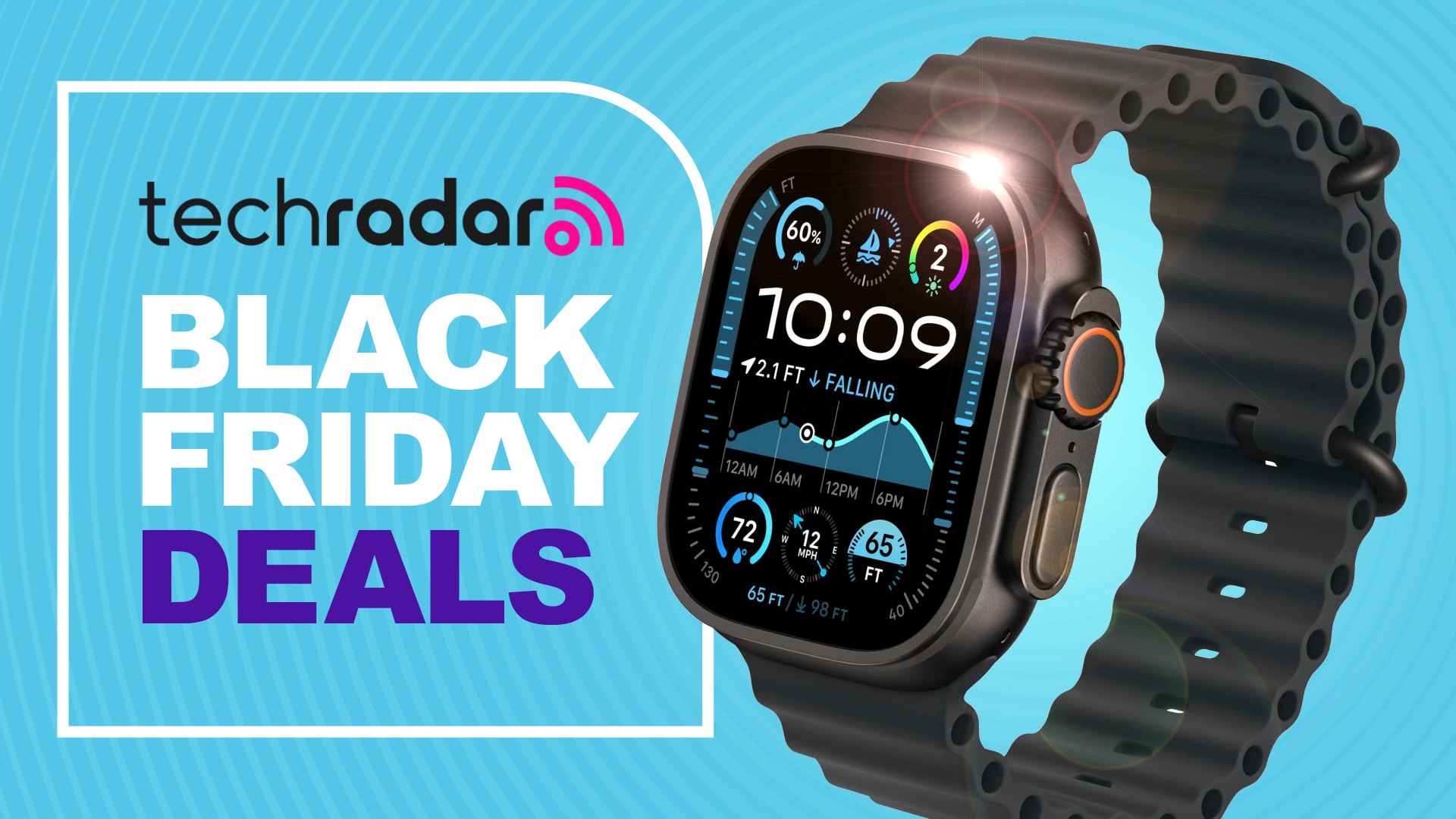 Apple Watch Ultra 2 in titanium Black on Black Friday deals banner