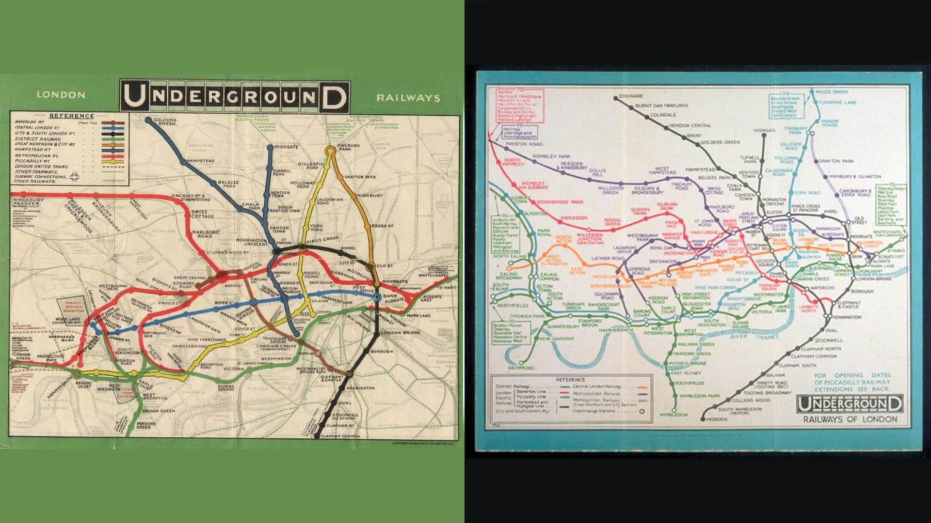 Old maps of the London Underground.