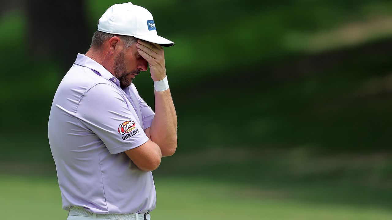 Michael Block in despair during the Charles Schwab Challenge