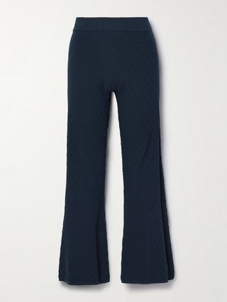 Stretch-Cotton Jacquard High-Rise Flared Pants