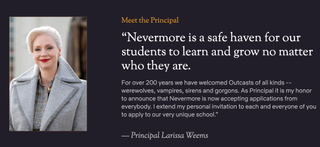 A welcome message from Nevermore Academy