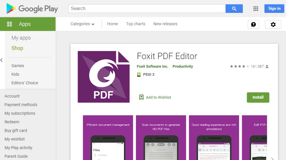 Website screenshot for Foxit PDF Reader