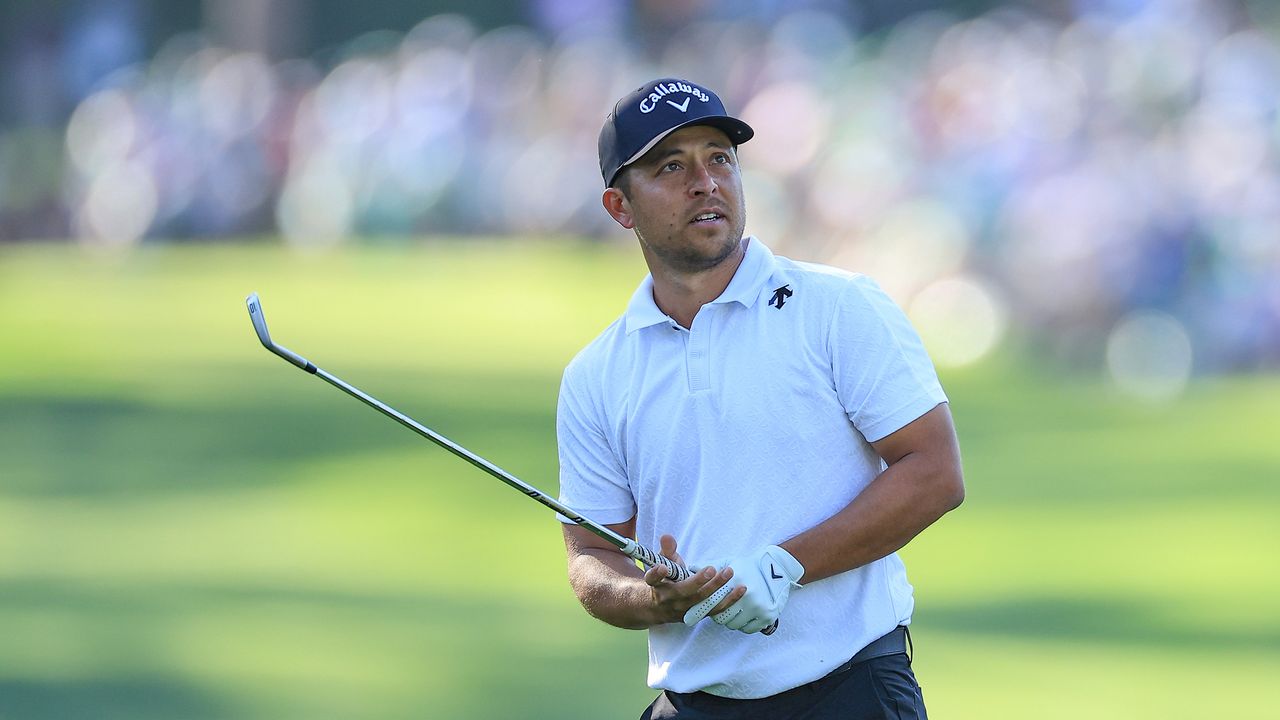 Xander Schauffele with a wedge in hand at the 2024 Masters