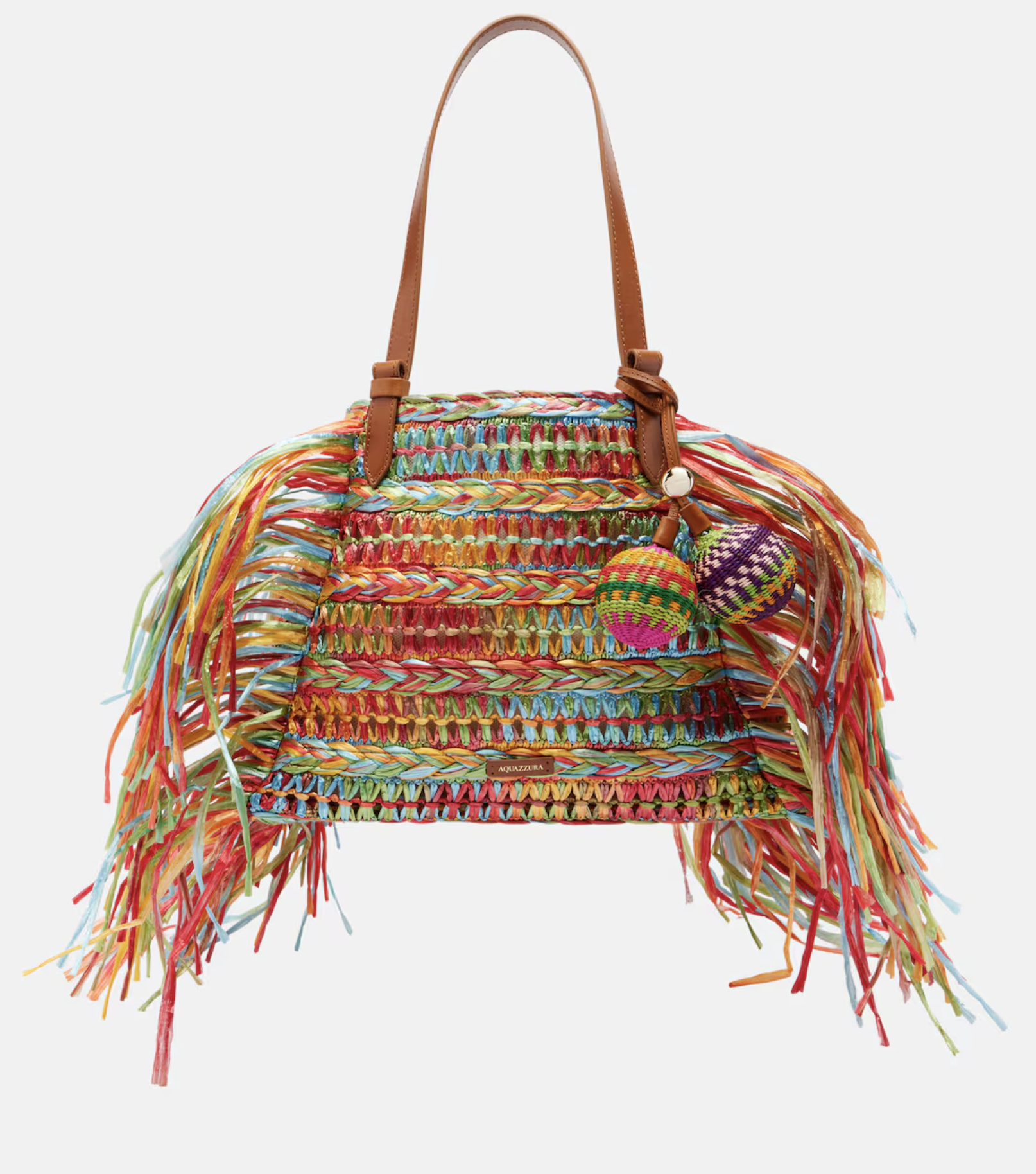 AQUAZARRA, Trancoso fringed raffia tote bag