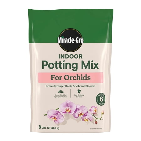 Miracle-Gro Indoor Potting Mix for Orchids, Coarse Blend for Epiphytic Orchids, 8 Qt.