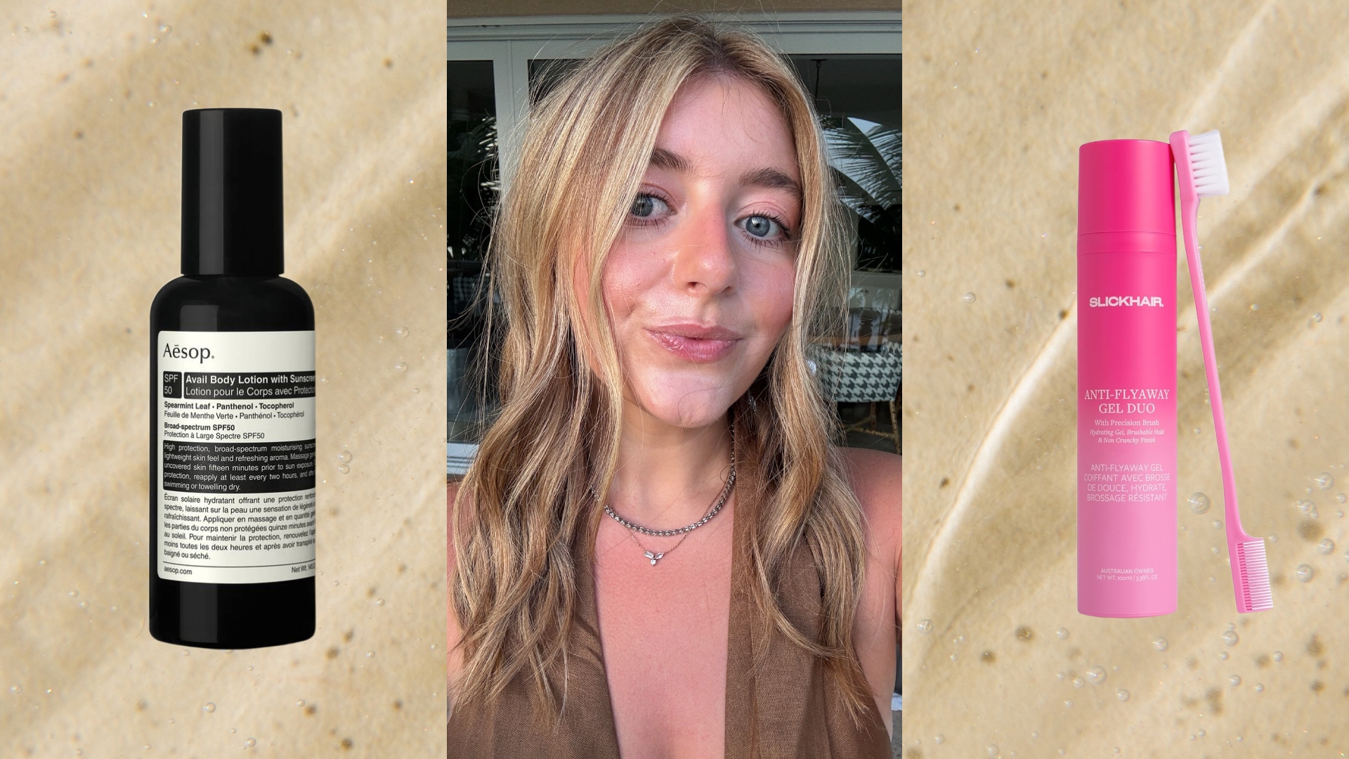 samantha holender next to aesop body lotion and slickstick brush