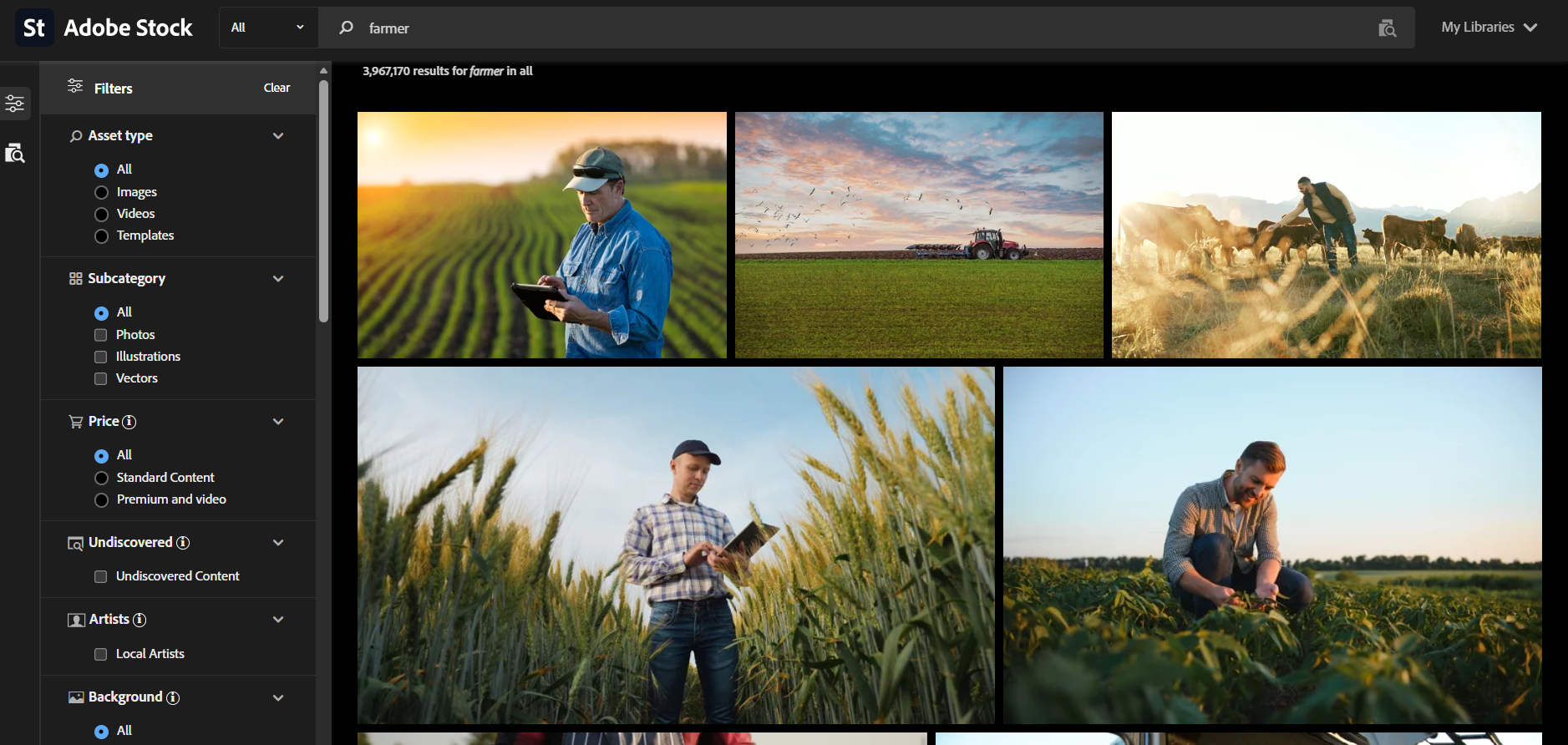 Using Adobe Stock's different features during our testing
