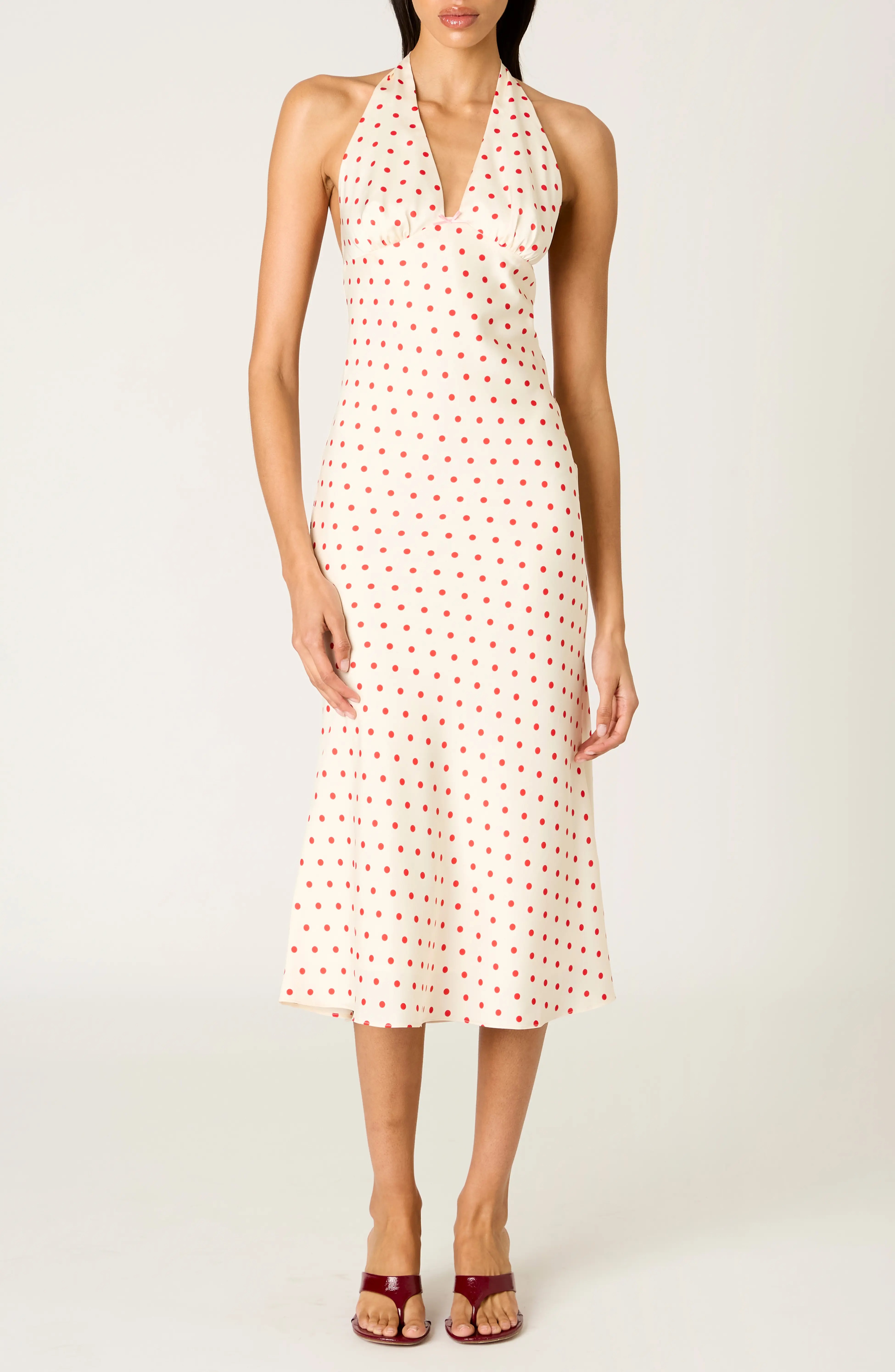 Nia, La Brea Polka Dot Halter Neck Slipdress