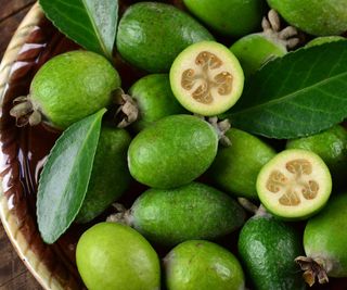 pineapple guava fruits in bowl