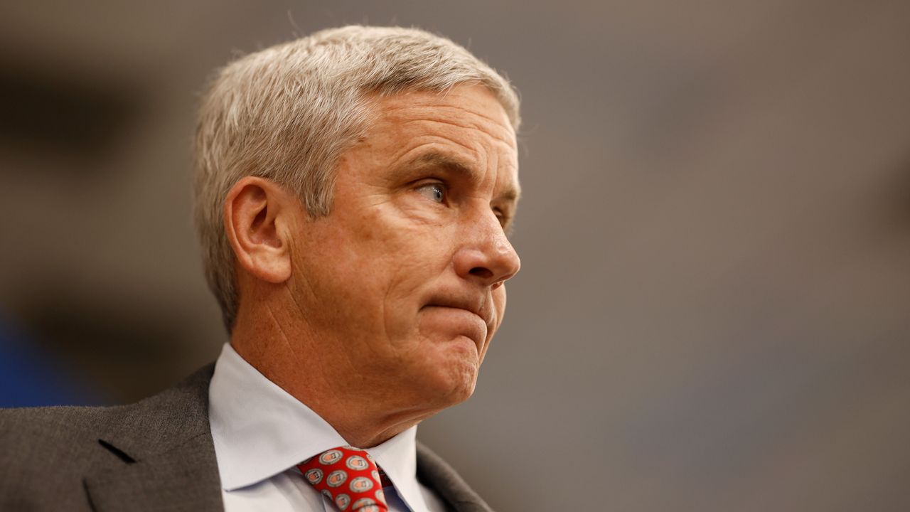 Jay Monahan at his press conference before the Players Championship