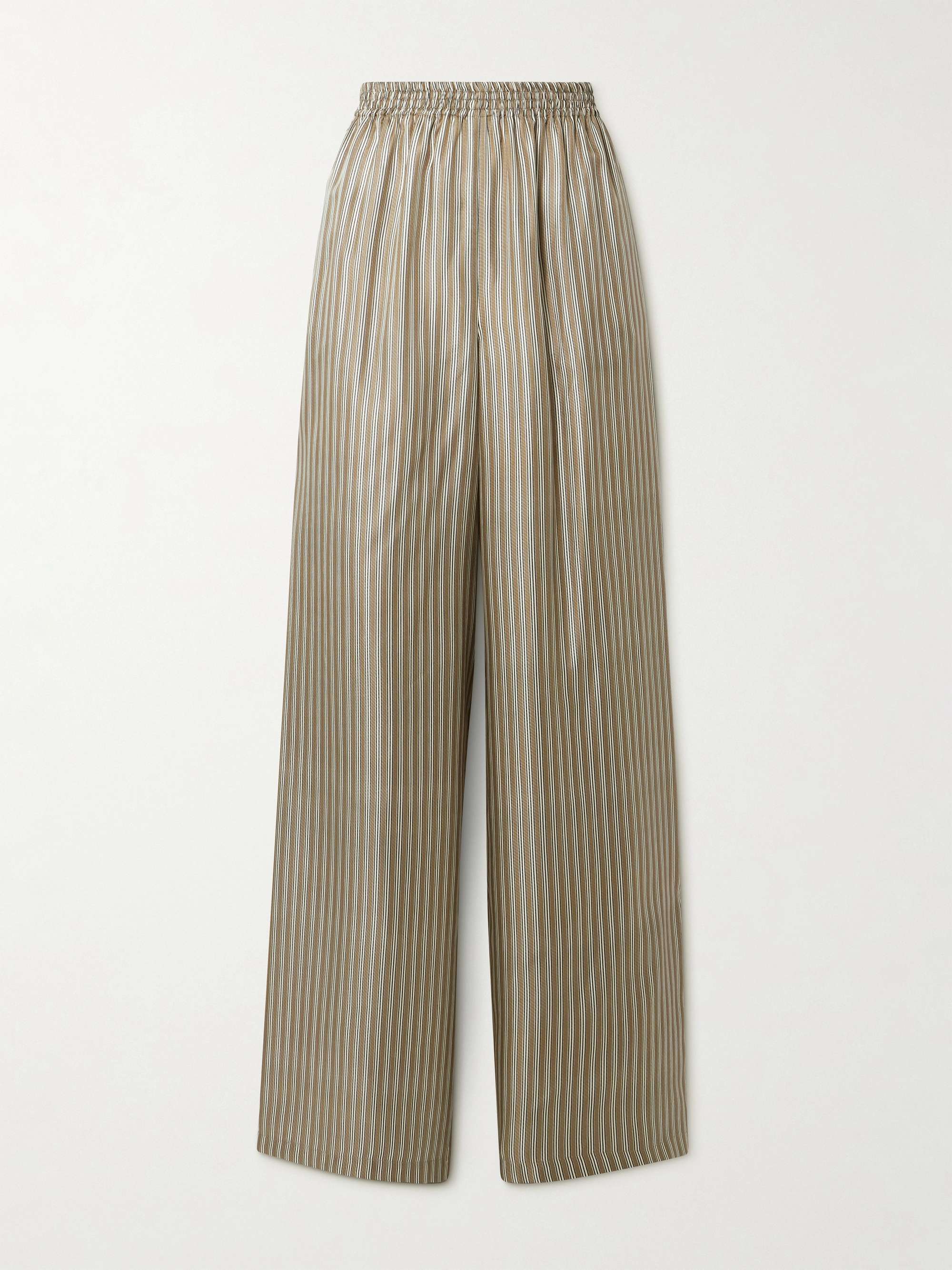 Ladino Striped Silk-Twill Wide-Leg Pants