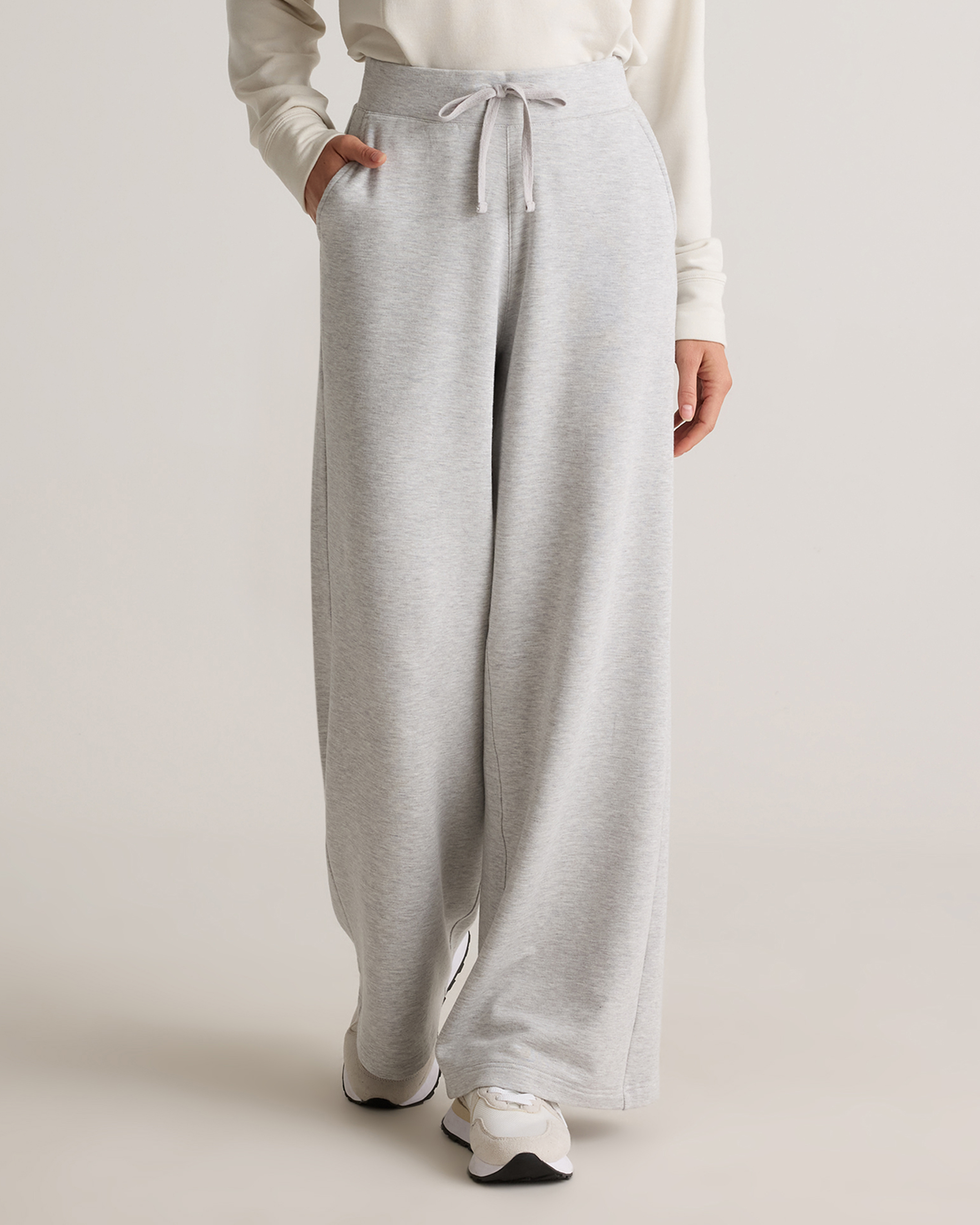 Supersoft Fleece Wide Leg Pants in Heather Grey