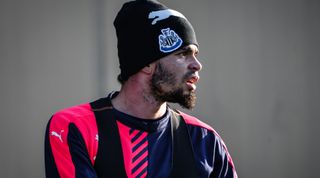 NEWCASTLE UPON TYNE, ENGLAND - DECEMBER 10: Emmanuel Riviere looks on during the Newcastle United Training session at The Newcastle United Training Centre on December 10, 2015, in Newcastle upon Tyne, England. (Photo by Serena Taylor/Newcastle United via Getty Images)