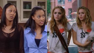 Tia Mowry and Tamera Mowry-Housley in Sister, Sister/Mary-Kate and Ashley Olsen in New York Minute. 