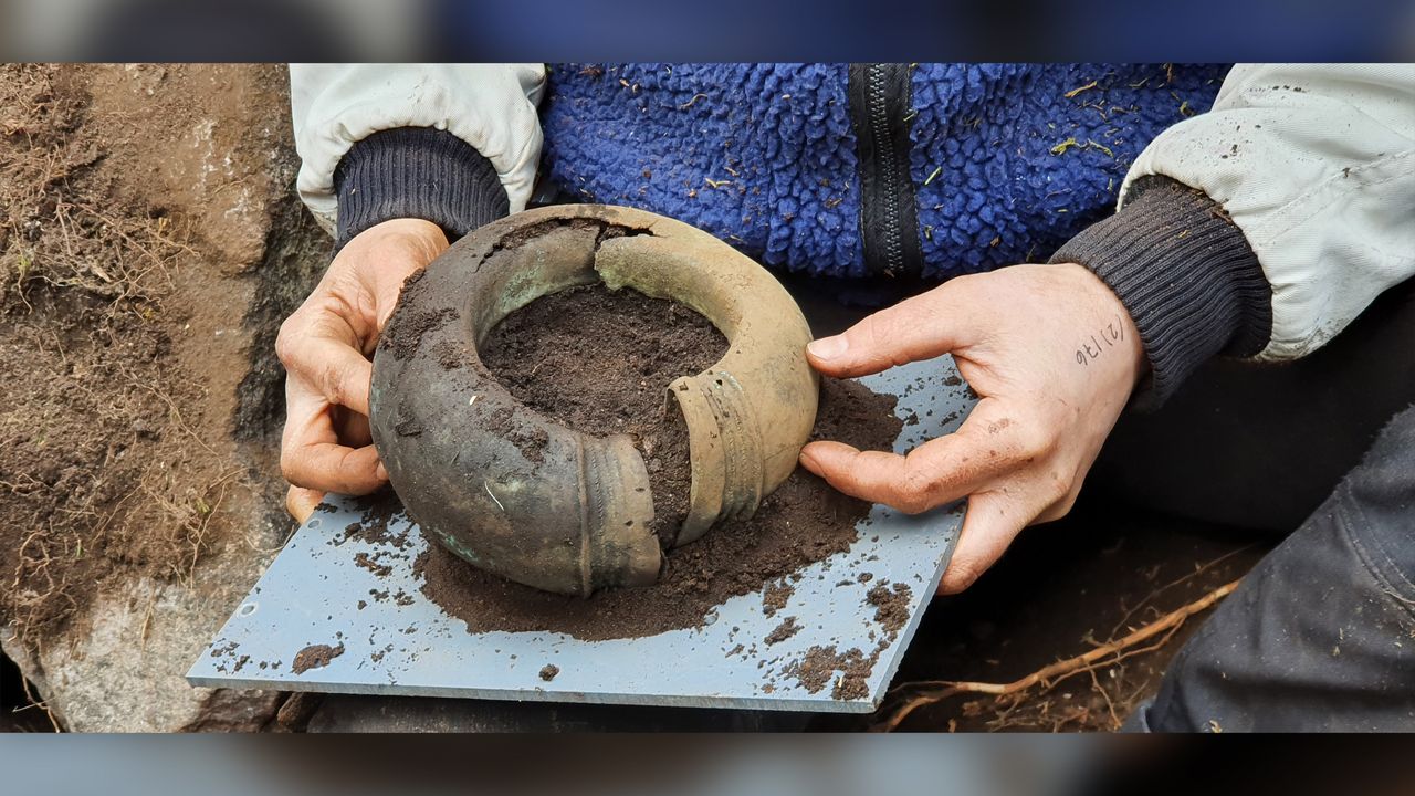 A chunky foot ring from the Bronze Age hoard.