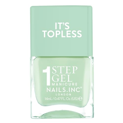 Nails Inc It's Topless Gel-Like Nail Polish, 4-In-1 Base Coat, Treatment, Color & Top Coat, Long Lasting, Strong, Chip Free Nails, Glossy Salon Quality Manicure, Air Dry, Camilla, 0.47 Fl Oz