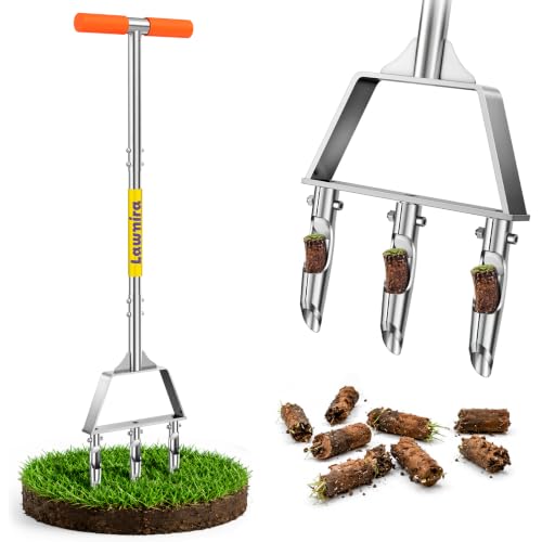 Lawn Aerator, Core Aerator Lawn Tool With Non-Clogging Hollow Tine - Yellow