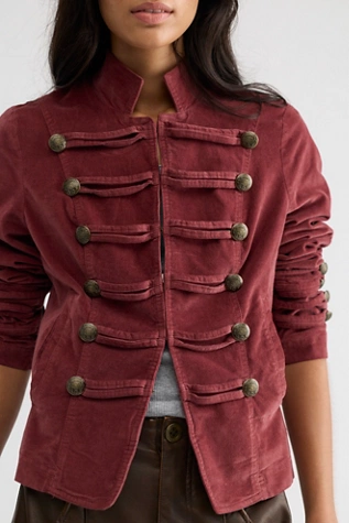 Fitted Velvet Military Jacket