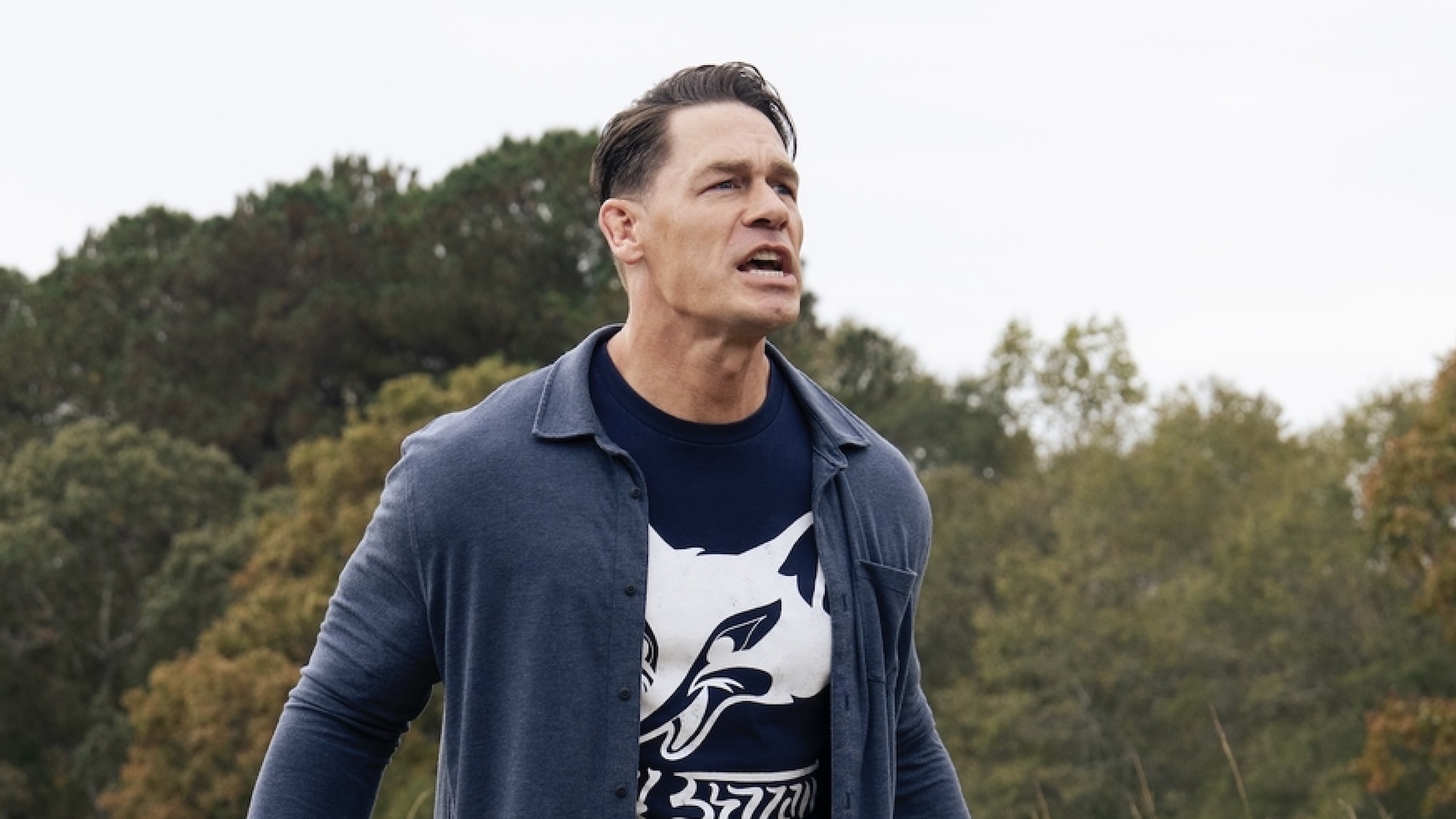 Chris hollering out while standing alone on Salvation in Peacemaker Season 2 finale