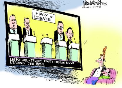 
Political Cartoon U.S. GOP Fox Debate Trump Bush