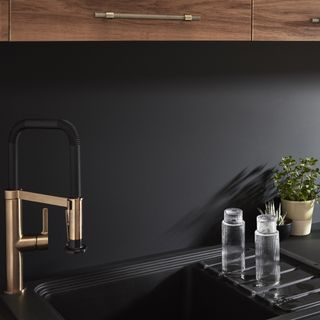kitchen with black washbasin