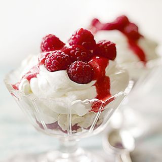 Elderflower Syllabub with Raspberries and Crushed Meringues