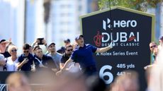 Rory McIlroy shouts FORE at the 2023 Dubai Desert Classic