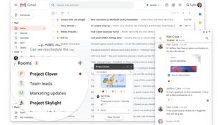 a demonstration of Google Chat's windows within Gmail