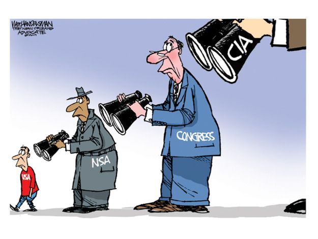 Political cartoon spying NSA Congress