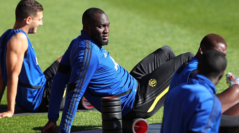 Romelu Lukaku training for Manchester United