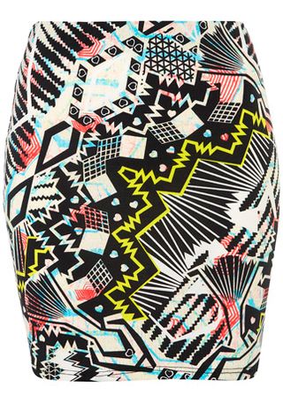 Topshop printed bodycon skirt, £16