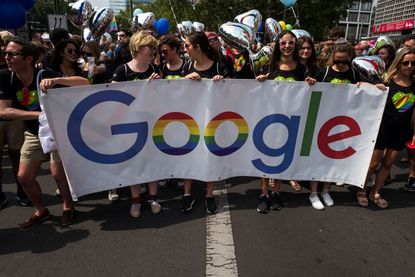 Google banner at a LGBT march in Germany