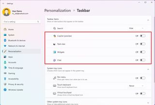 Taskbar remove items