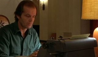 Jack Nicolson, as Jack Torrence, attempting to write in The Shining
