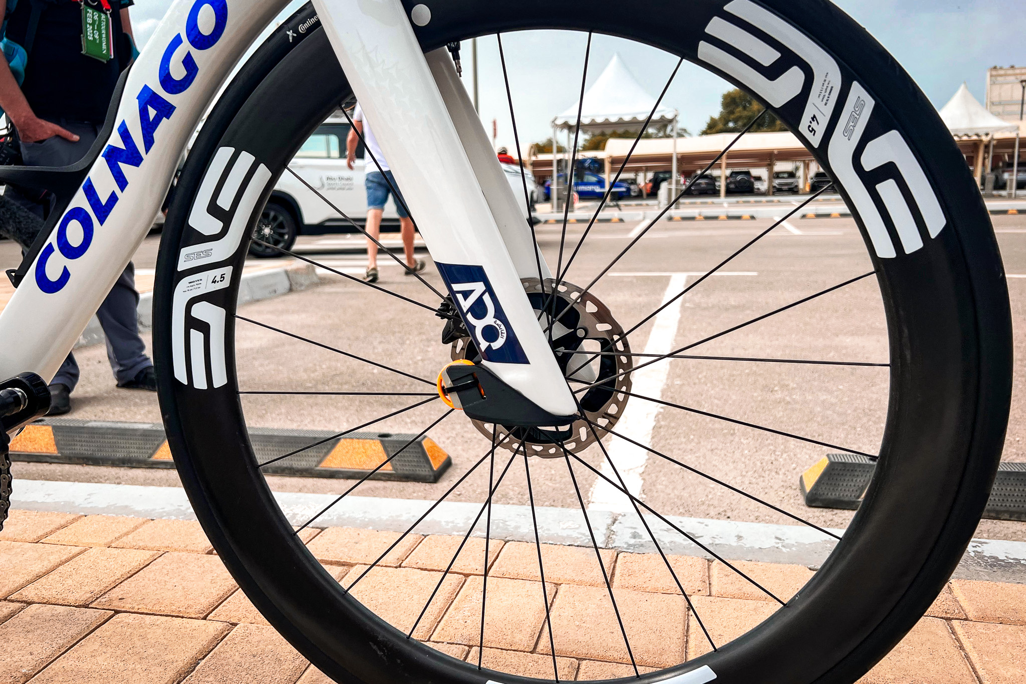 Detail photos of Elisa Longo Borghini's Colnago Y1Rs at the UAE Tour Women 2025