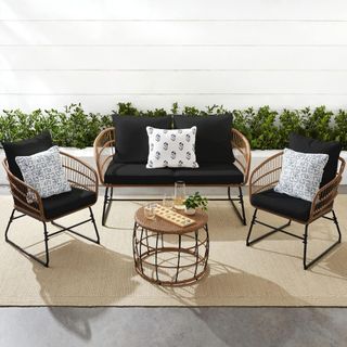 Best Choice Products 4-Piece Outdoor Rope Wicker Patio Conversation Set